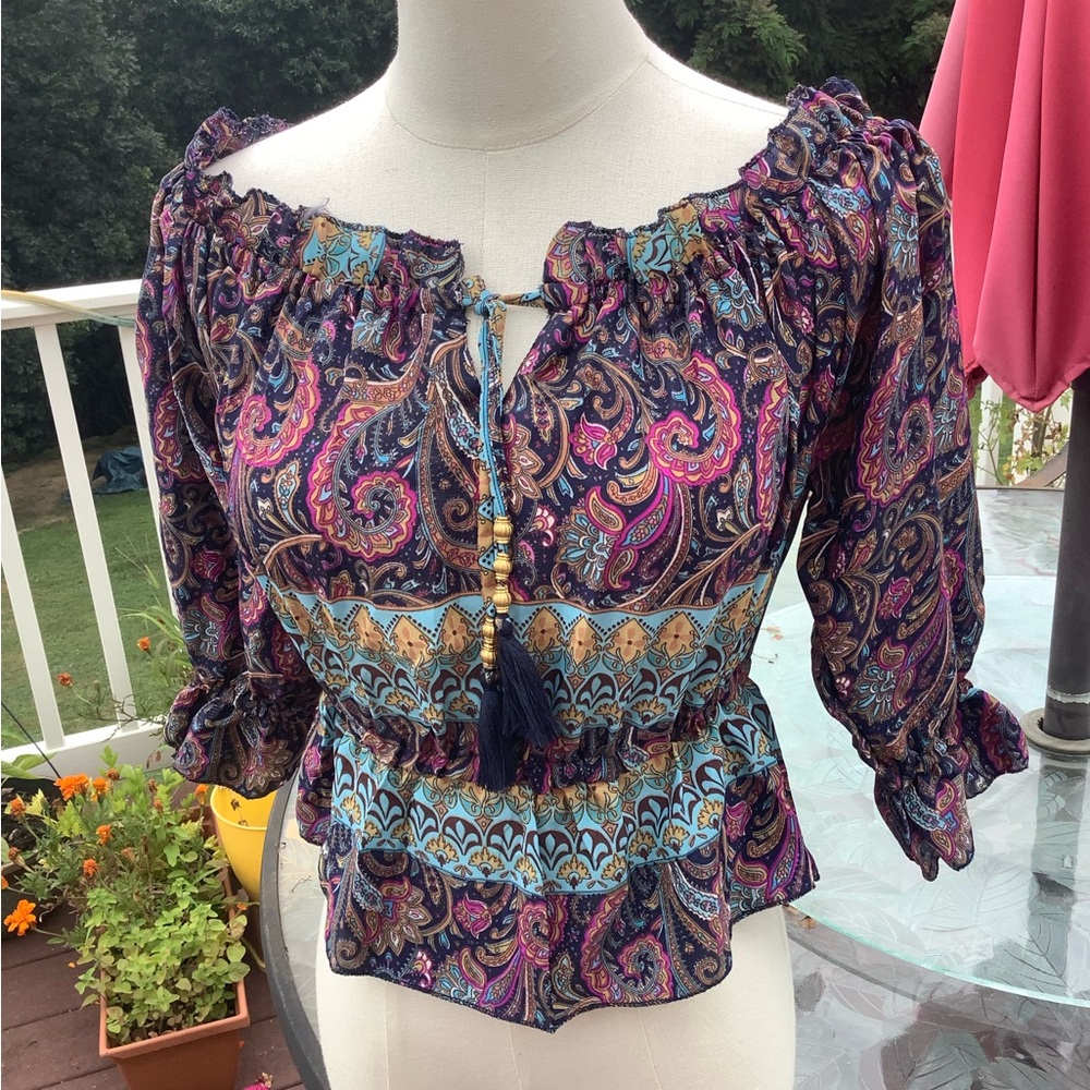 Bohemian Paisley Off-Shoulder Top